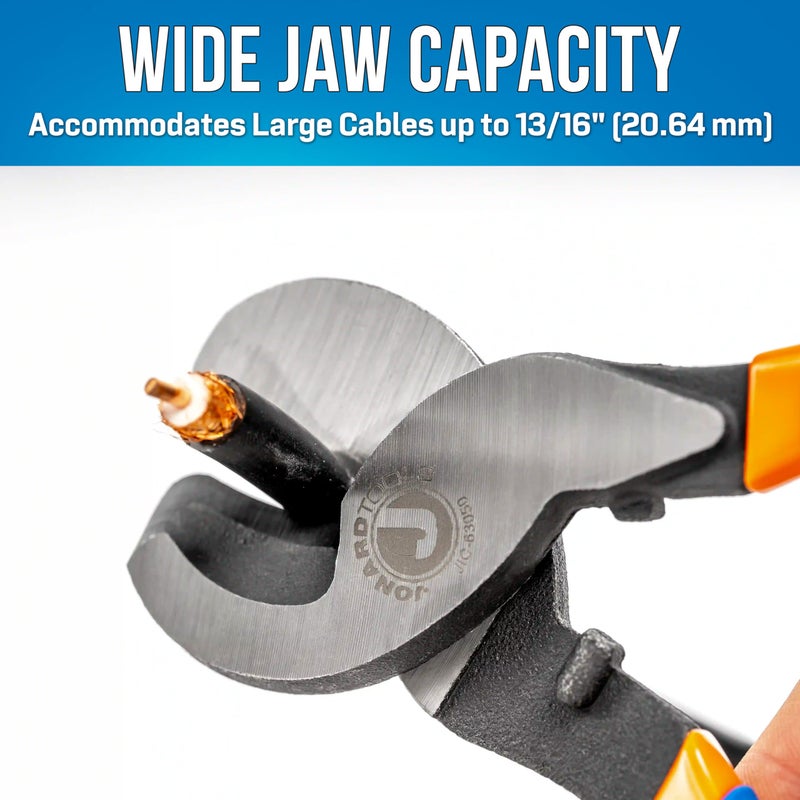 Jonard Tools JIC-63050 High Leverage Cable Cutter - Chrome Vanadium Steel, Induction-Hardened Edges, Cuts Aluminum, Copper & 100-Pair 24 AWG Cable, Ergonomic Grip, 13/16â€ Jaw Opening (Color May Vary) - Image 4